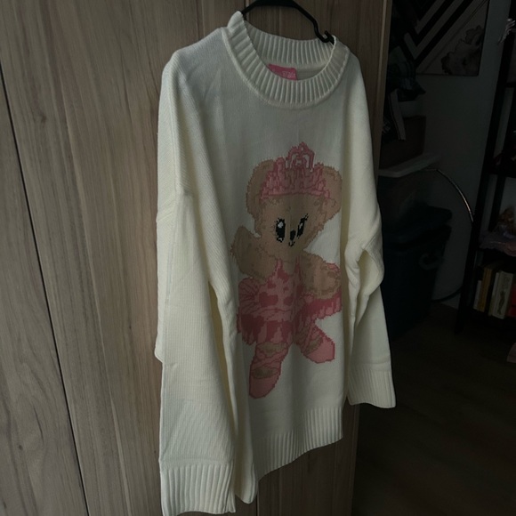 Dolls Kill Cream and Pink Bear Sweater - Picture 2 of 2
